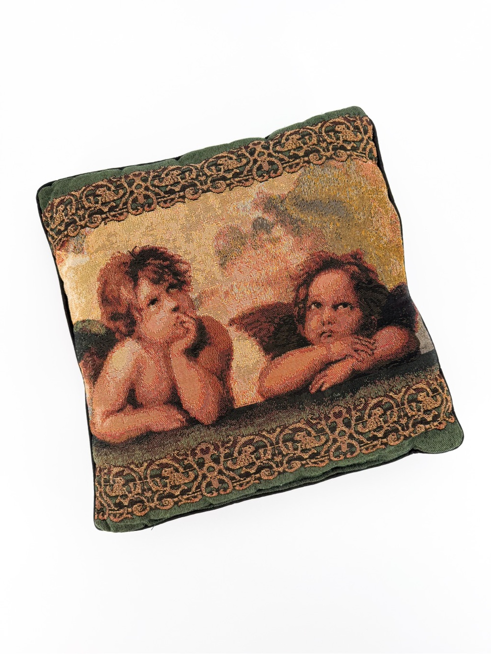 Vintage Raphael Cherubs Tapestry Throw Pillow Renaissance Angels